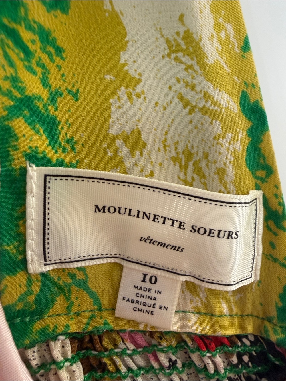 Anthropologie Moulette Soeurs Green Floral Print Midi Dress with Black Ruffle - Picture 2 of 6